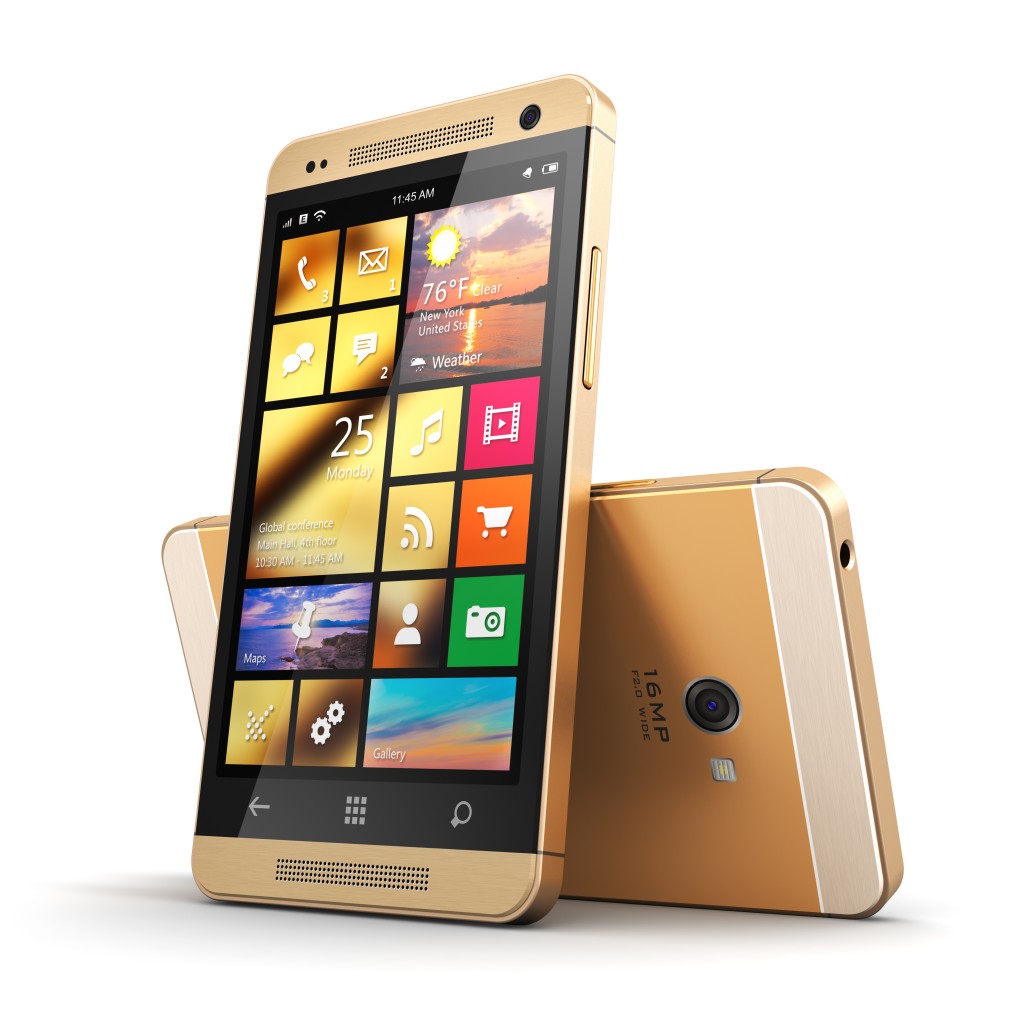 Modern golden touchscreen smartphone